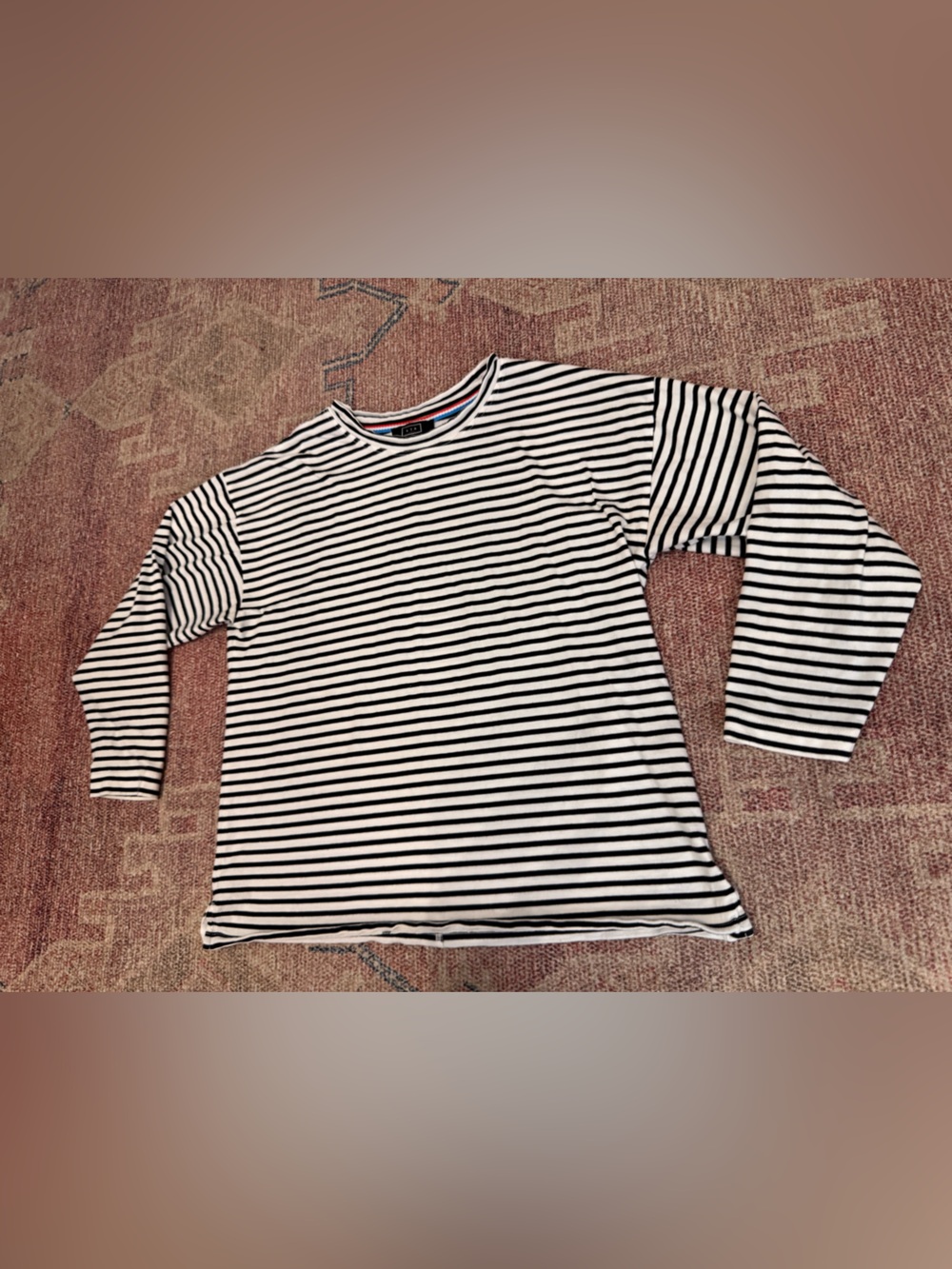 AYR 3/4 sleeve Pima cotton super soft black and white nautical stripe top sm